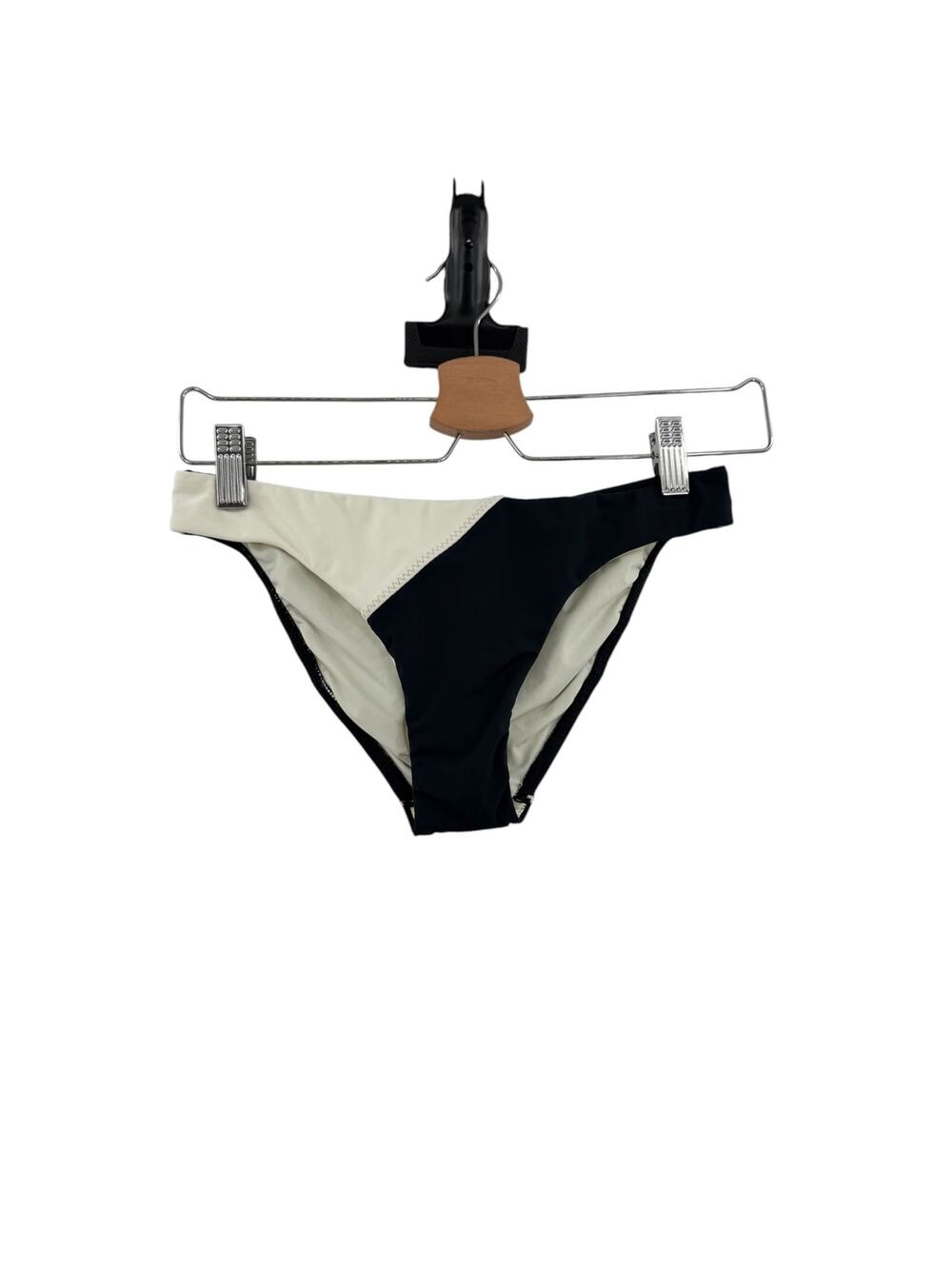 ViX Paula Hermanny Betsey Basic Full Bikini Bottom Black Ivory NWT Small